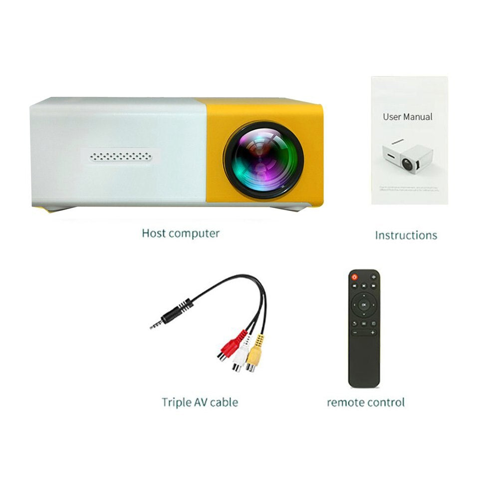 YG300 Portable LED Mini Projector Supports 1080P Hdmi-Compatible USB Audio Portable Home Media Video Player Projector